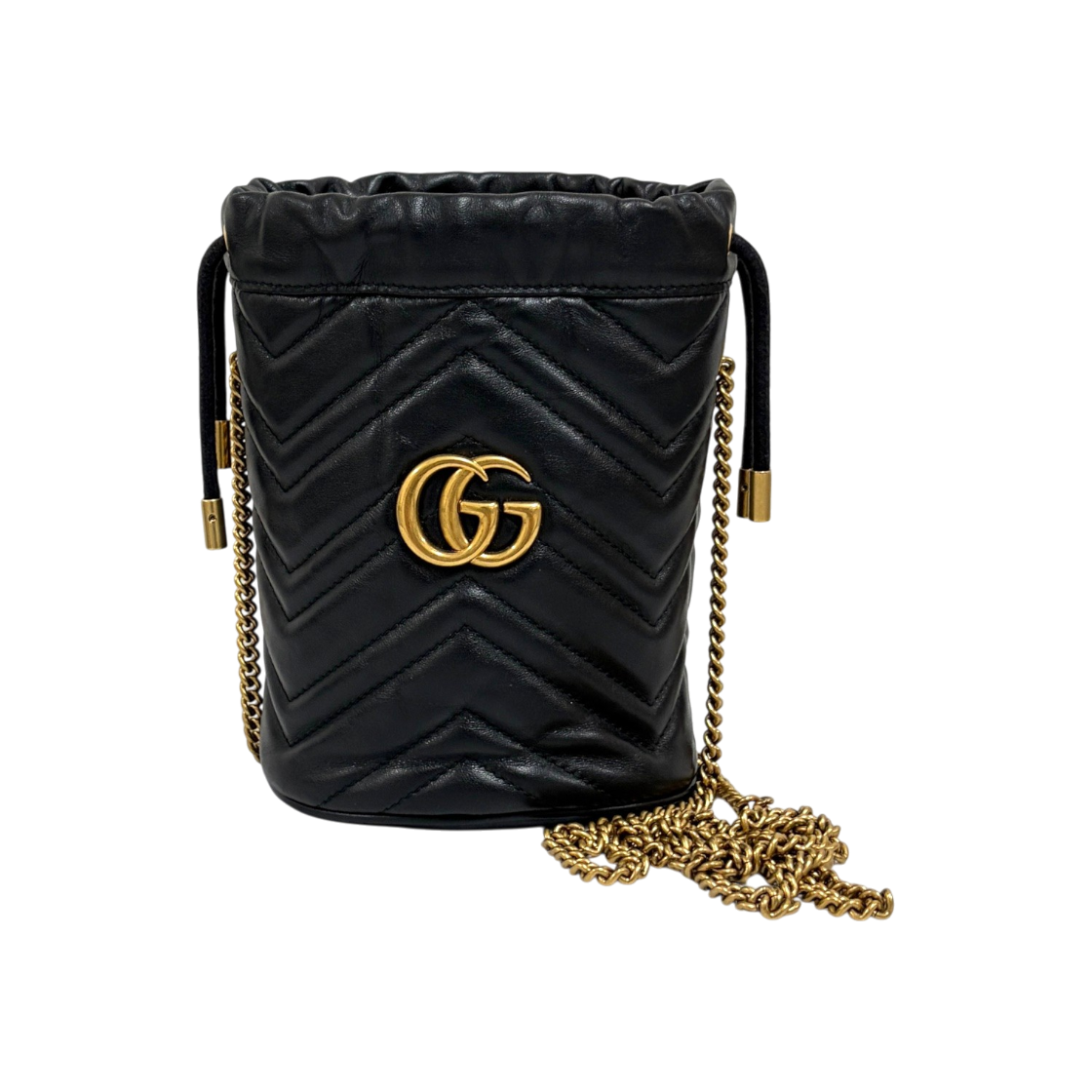ITRO2OVV7NDL Gucci GG Marmont Mini Bucket Bag Black