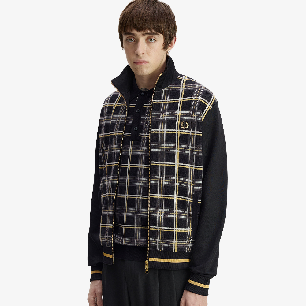 프레드페리 타탄 니트 프론트 트랙 재킷 블랙(Fred Perry Tartan Knitted Front Track Jacket Black) - 5
