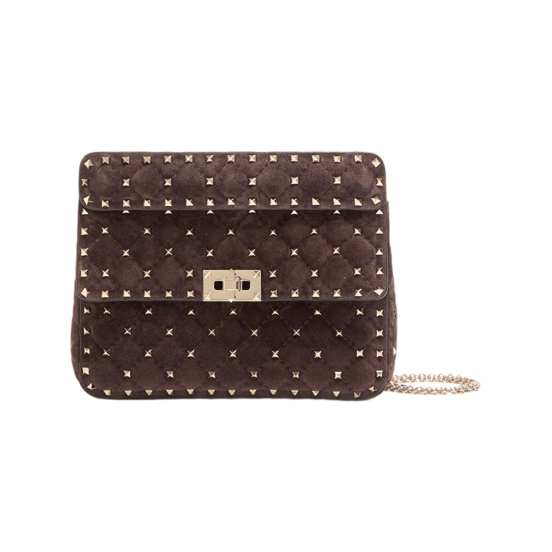 WB0122KQQ0TO Valentino Garavani Rockstud Spike Medium Suede Bag Ebony
