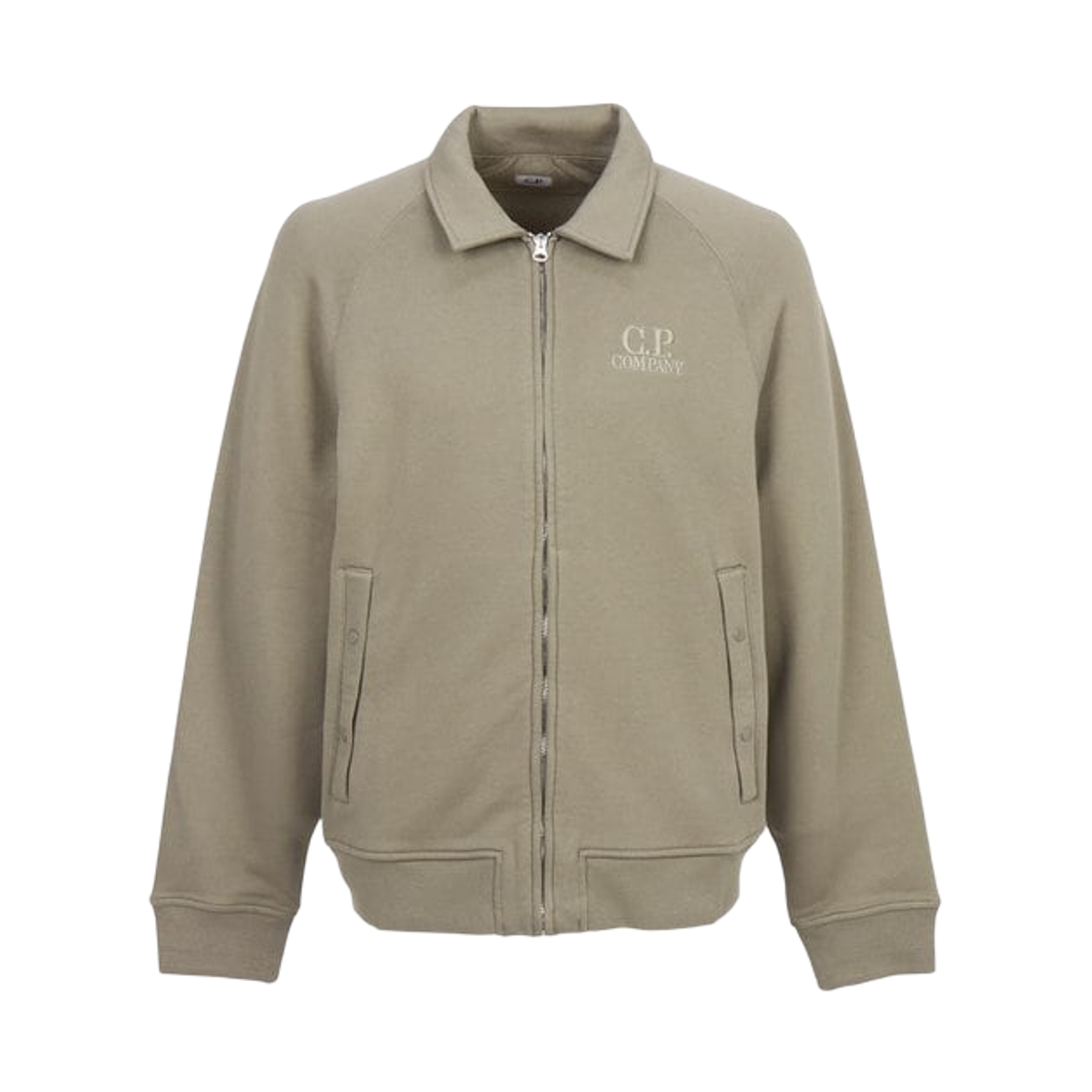 21CMSS027A005086W356 C.P. Company Diagonal Raised Fleece Polo Zip Sweatshirt Rock Beige - 26FW