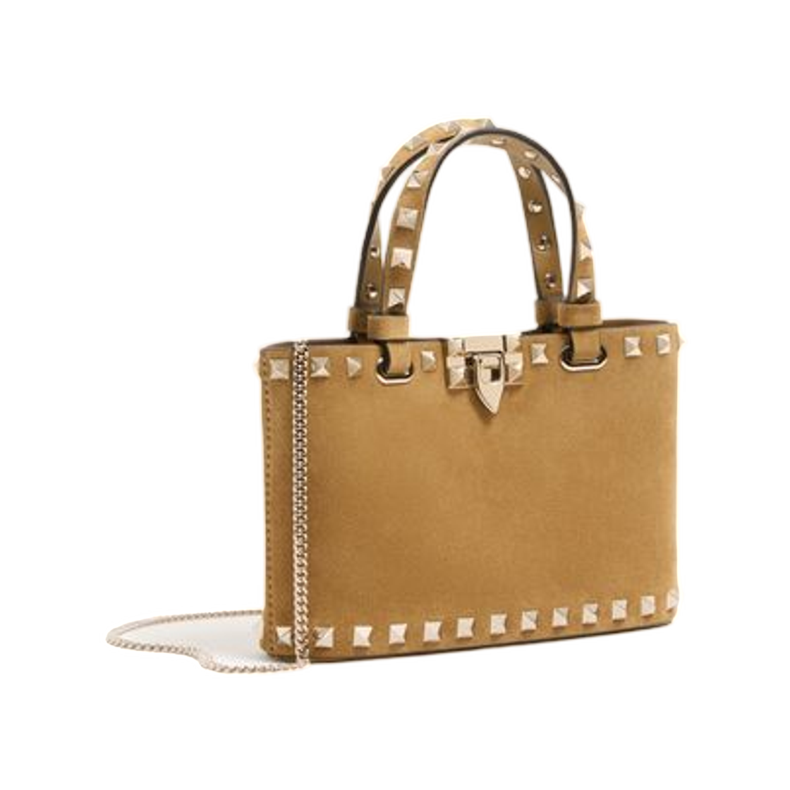 발렌티노 락스터드 미니 스웨이드 쇼핑백 하바나 베이지(Valentino Rockstud Mini Suede Shopping Bag Havana Beige) - 2