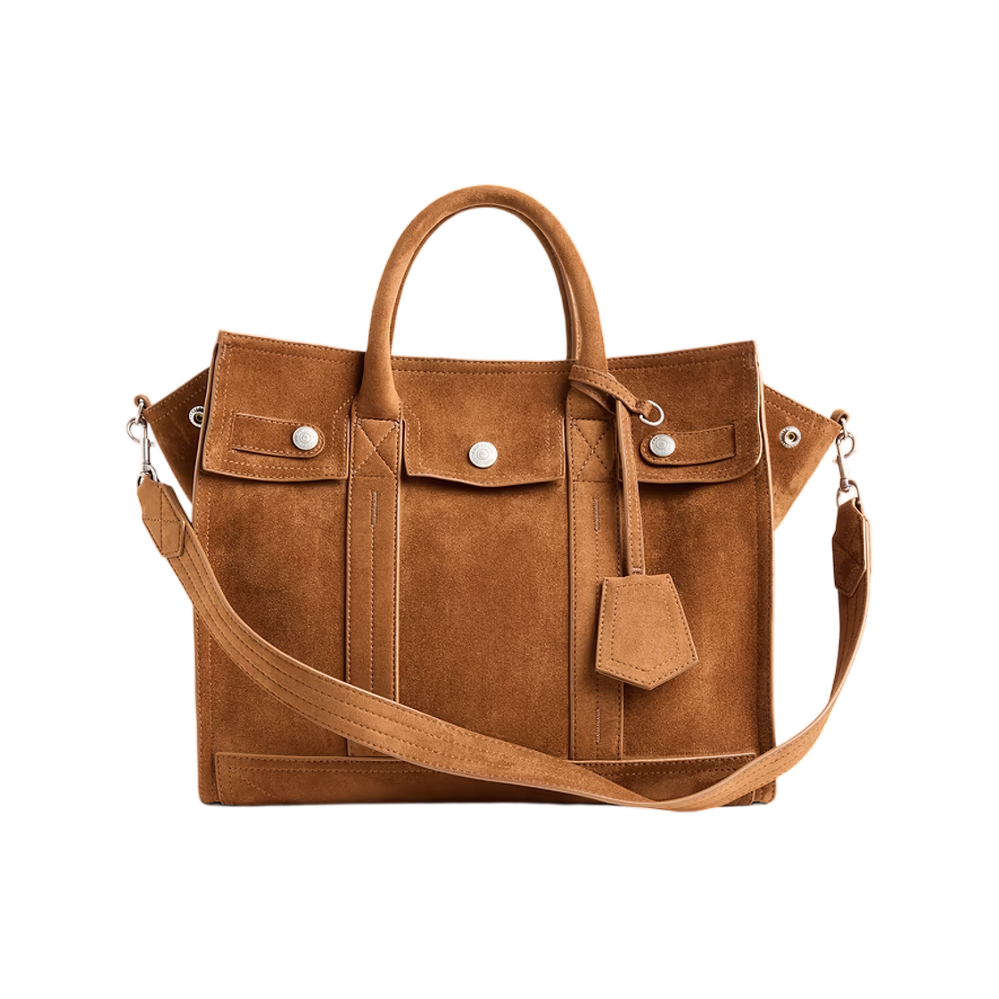 갭 비건 스웨이드 파이브 포켓 토트 팔로미노 브라운(Gap Vegan Suede Five Pocket Tote Palomino Brown)