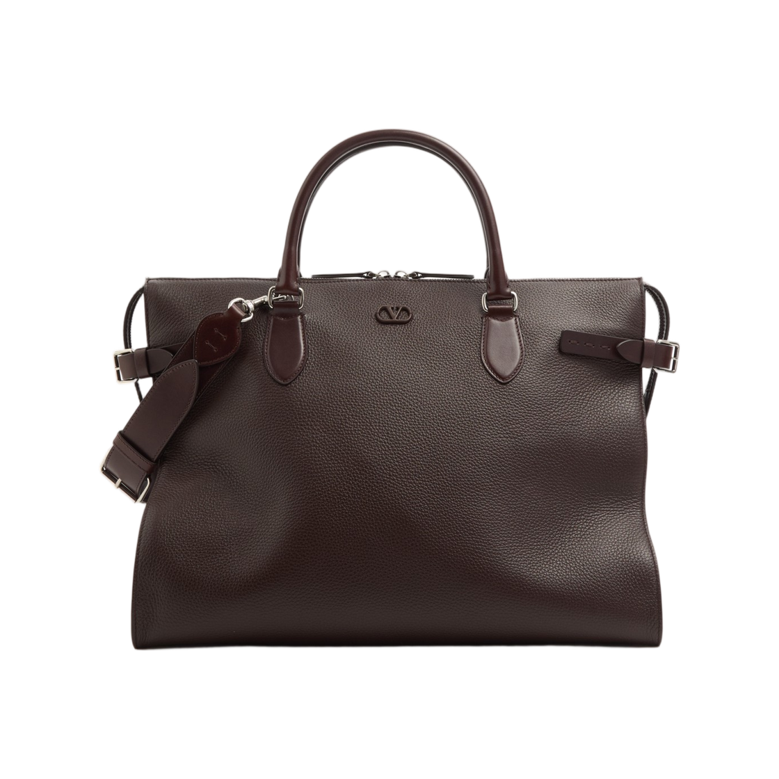 YB0T66GYM3AK Valentino Garavani Antibes Duffle Bag in Grained Leather Dark Brown