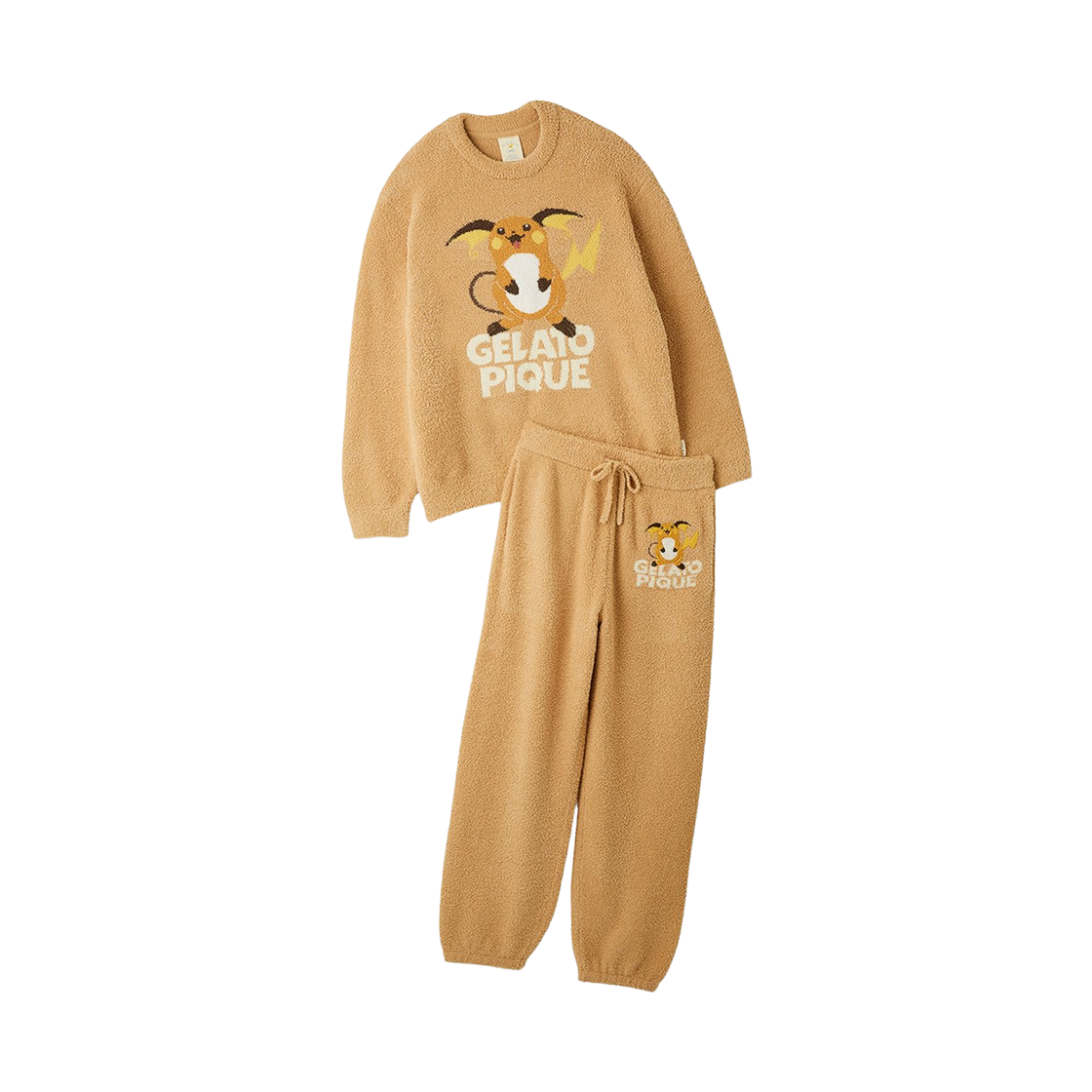 포켓몬 x 젤라또 피케 베이비 모코 자카드 풀오버 롱 팬츠 세트 카멜(Pokemon x Gelato Pique Baby Moco Jacquard Pullover Long Pants Set Camel) - 1