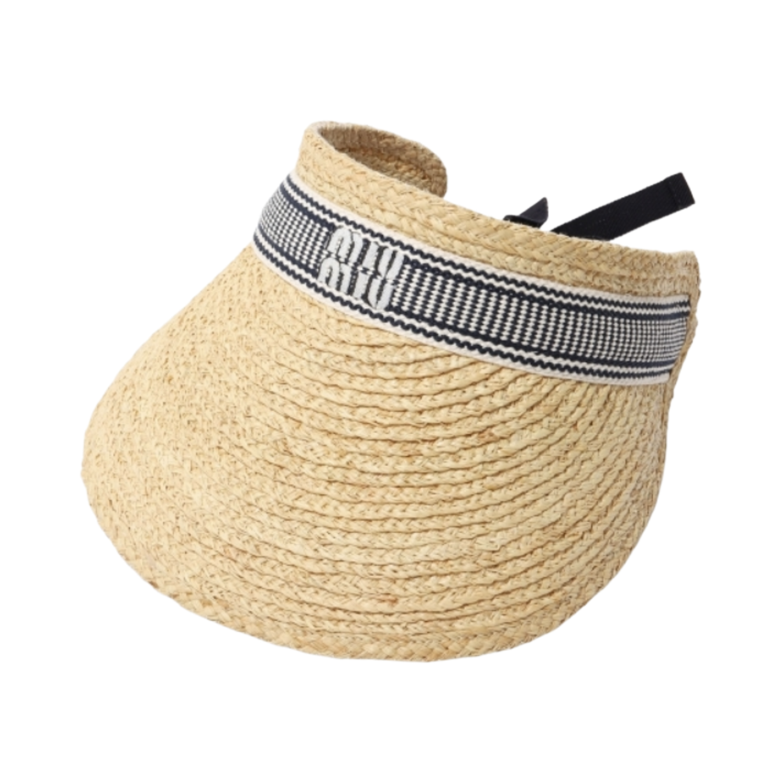 5HV023-2IH4-F075R (W) Miu Miu Raffia Visor Natural Blue