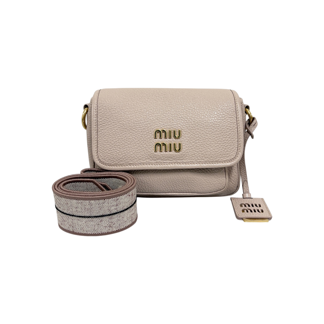 ITIBP6D4JOSB Miu Miu Logo Strap Leather Shoulder Bag