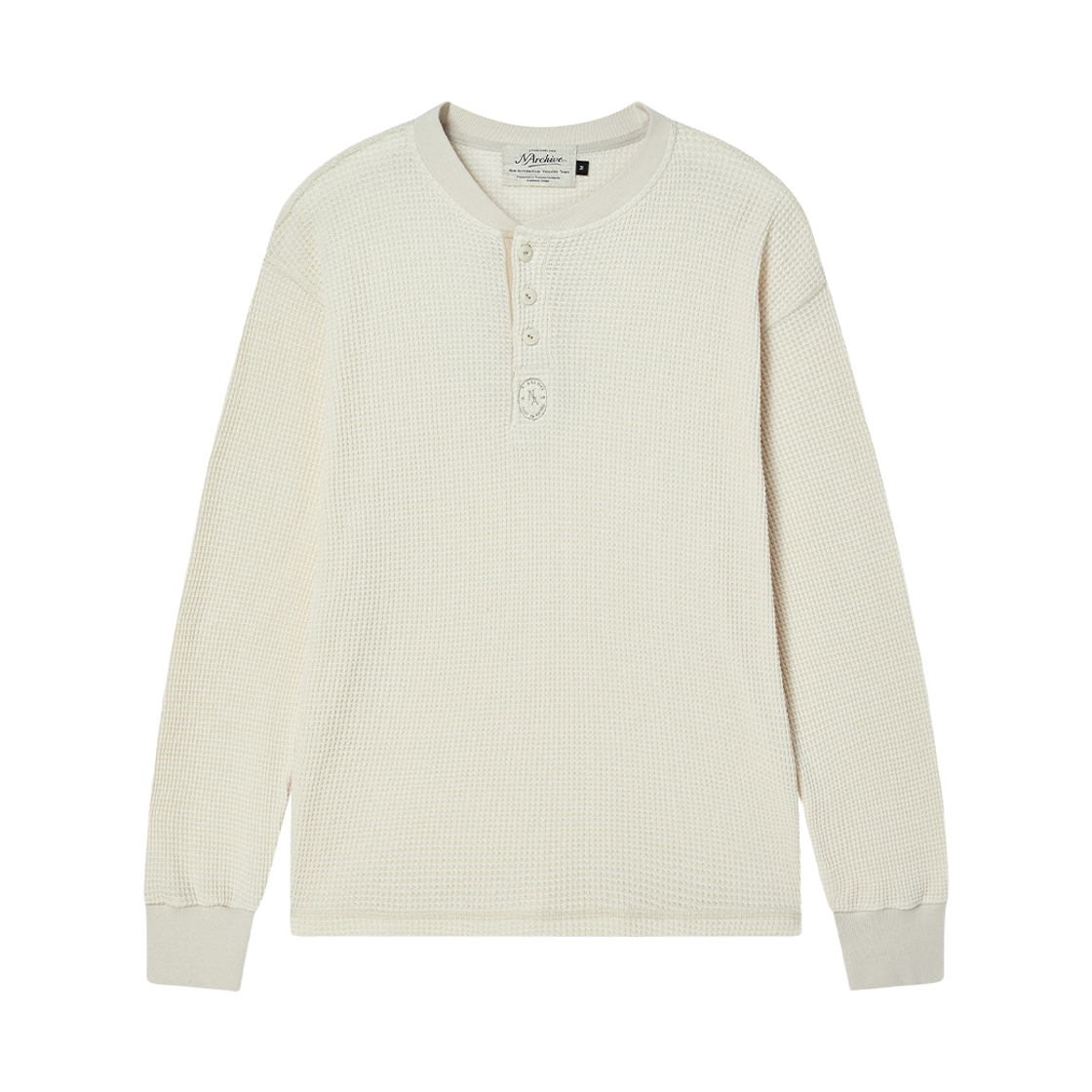엔 아카이브 워시드 코튼 와플 헨리넥 티셔츠 아이보리(N ARCHIVE Washed Cotton Waffle Henry Neck T-Shirts Ivory) - 1
