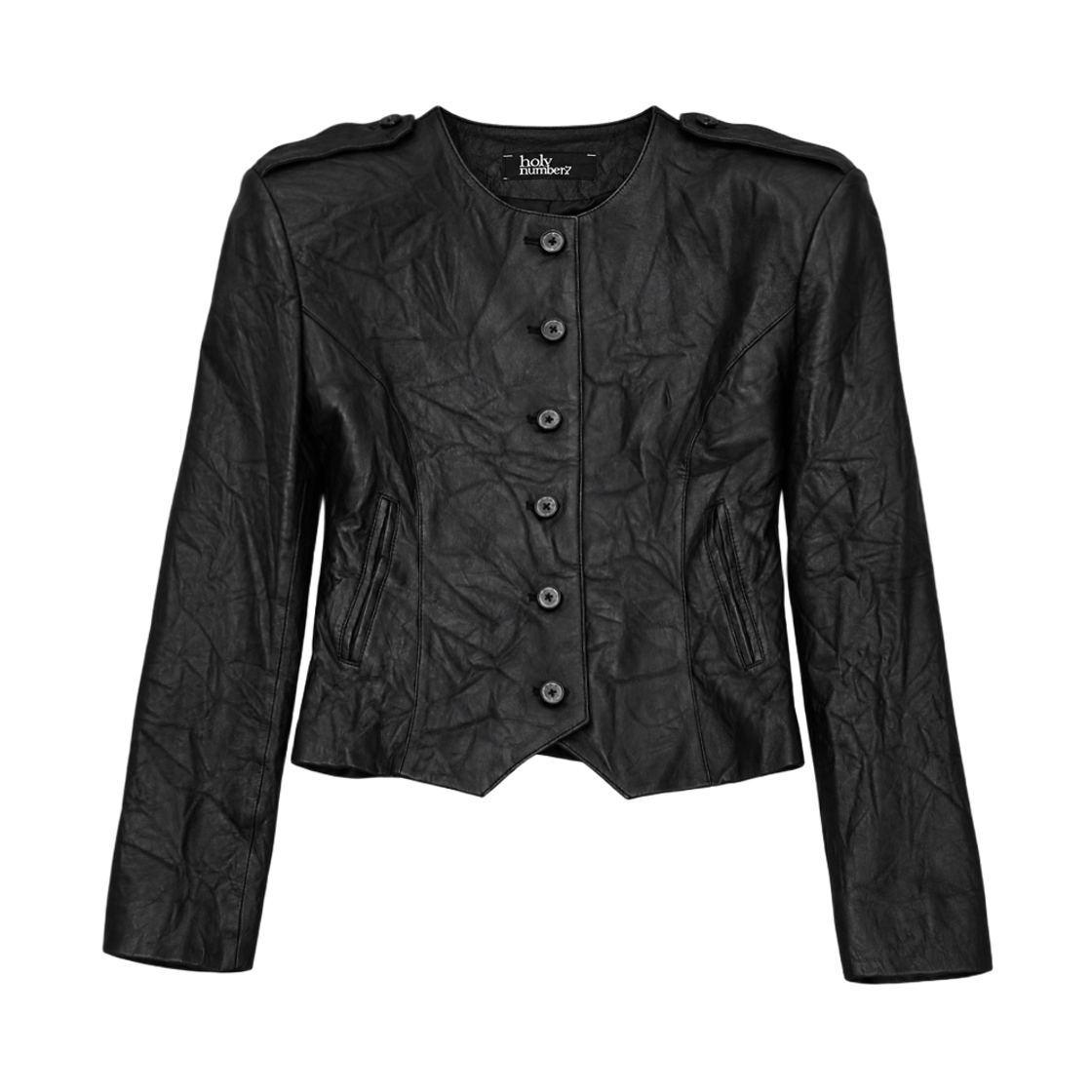 SJA2FC62WSB000 Holy Number 7 Epaulet Textured Lambskin Jacket