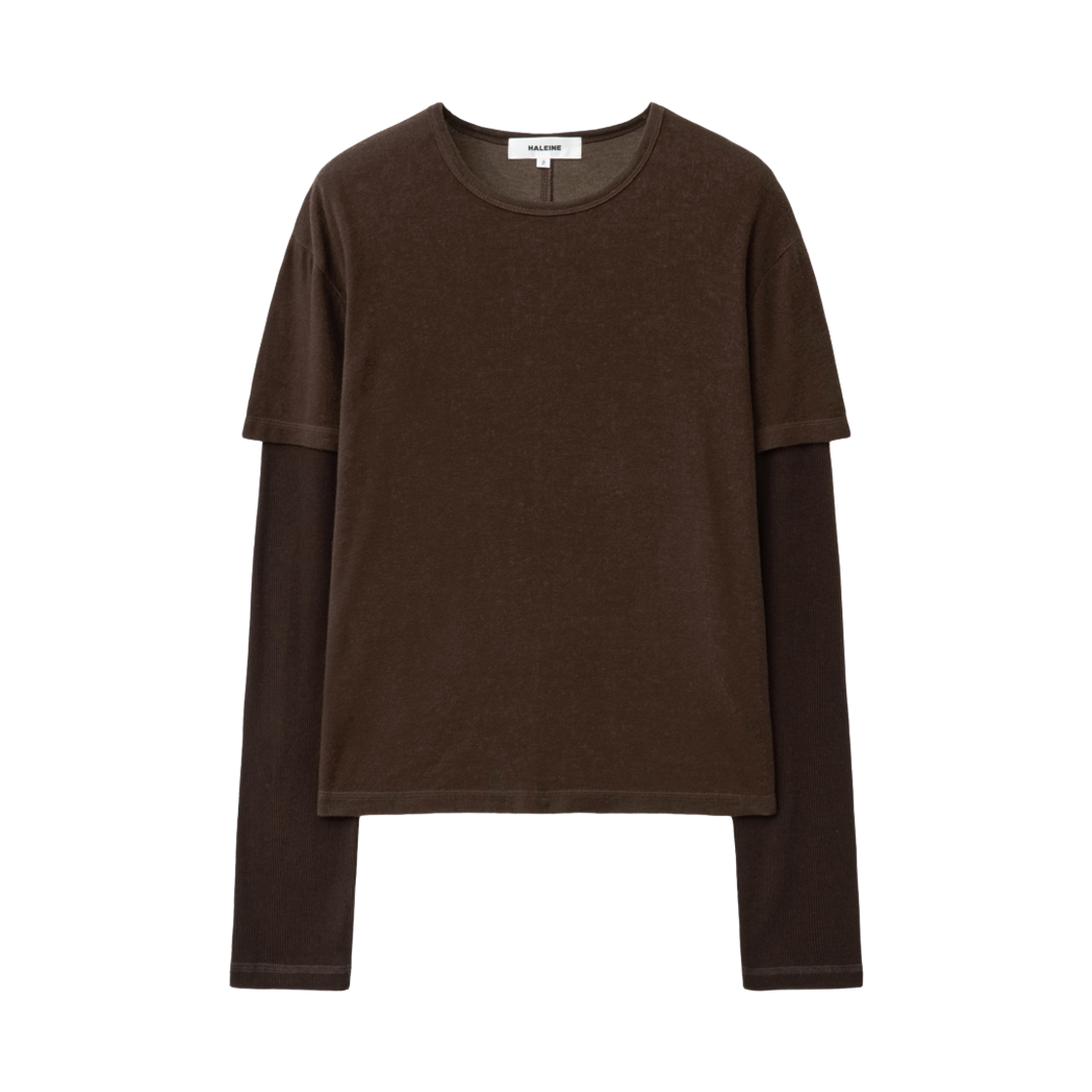 XT312 Haleine Layered Cropped Knit Top Brown (Xt312)