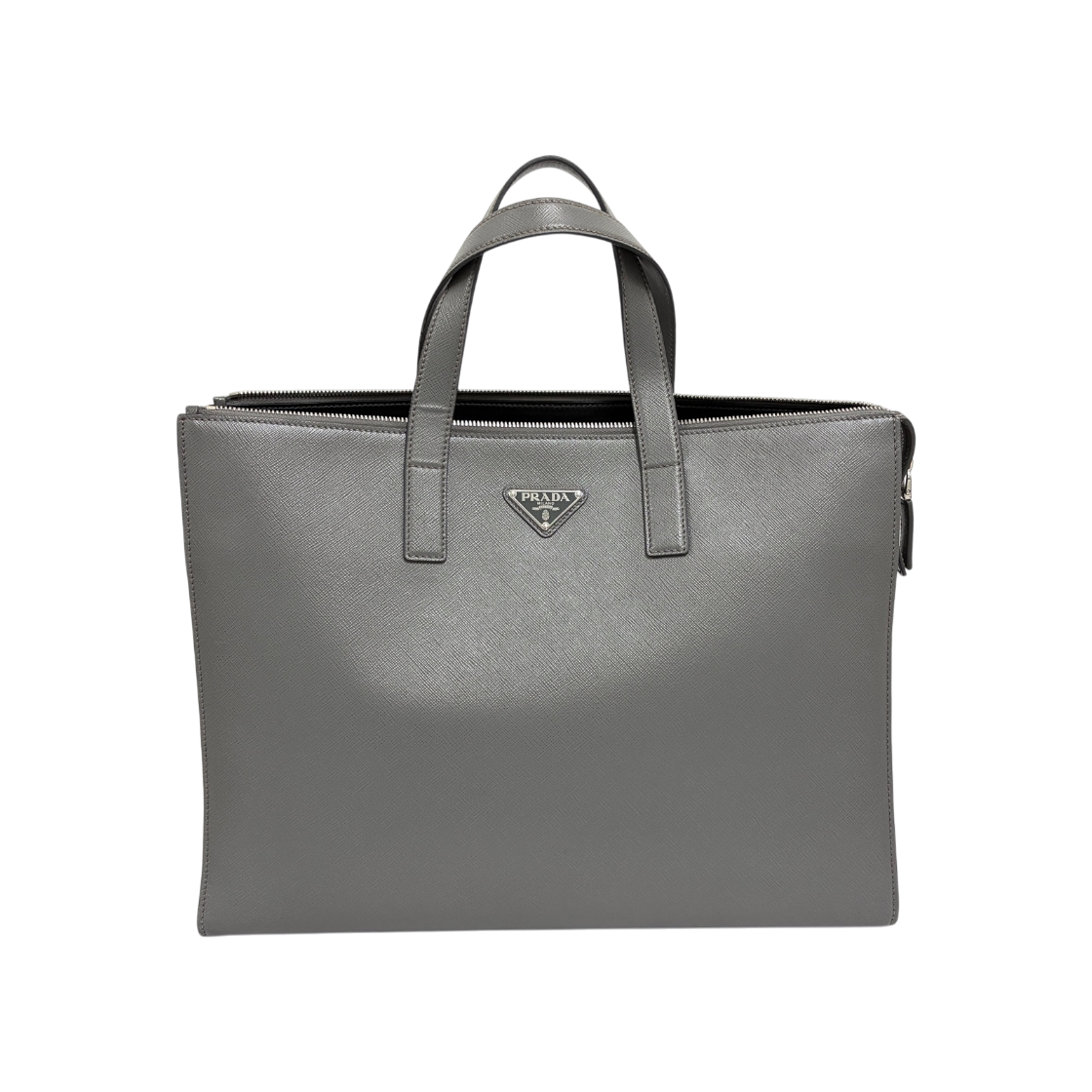 IT56BGD5MSQ8 Prada Saffiano Triangle Logo Briefcase Tote Bag