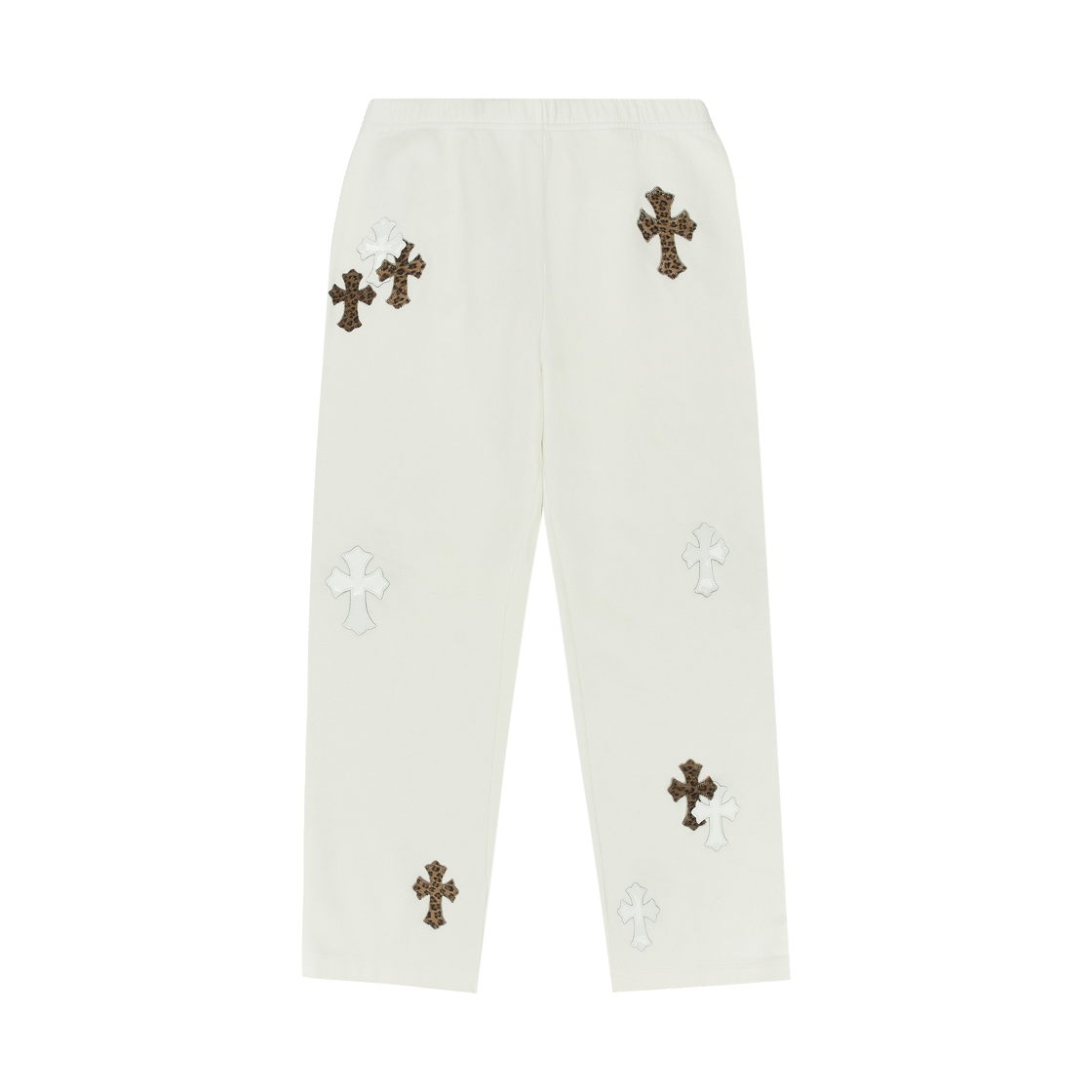 - Chrome Hearts White & Leopard Cross Patch Sweatpants White