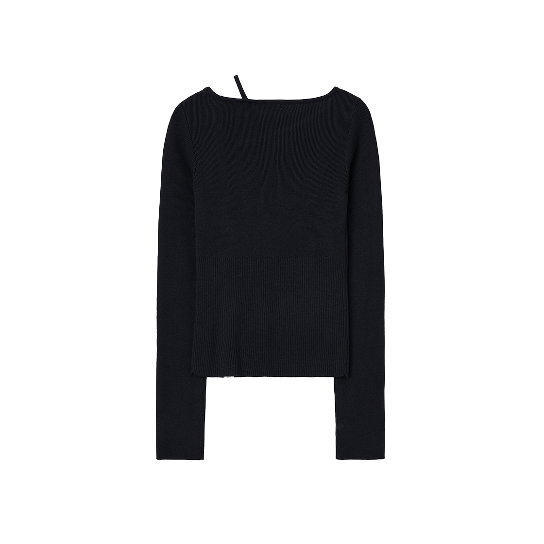 시메트릭 퍼센트 언발란스 넥라인 니트 탑 블랙(symmetric percent Unbalanced Neckline Knit Top Black) - 2