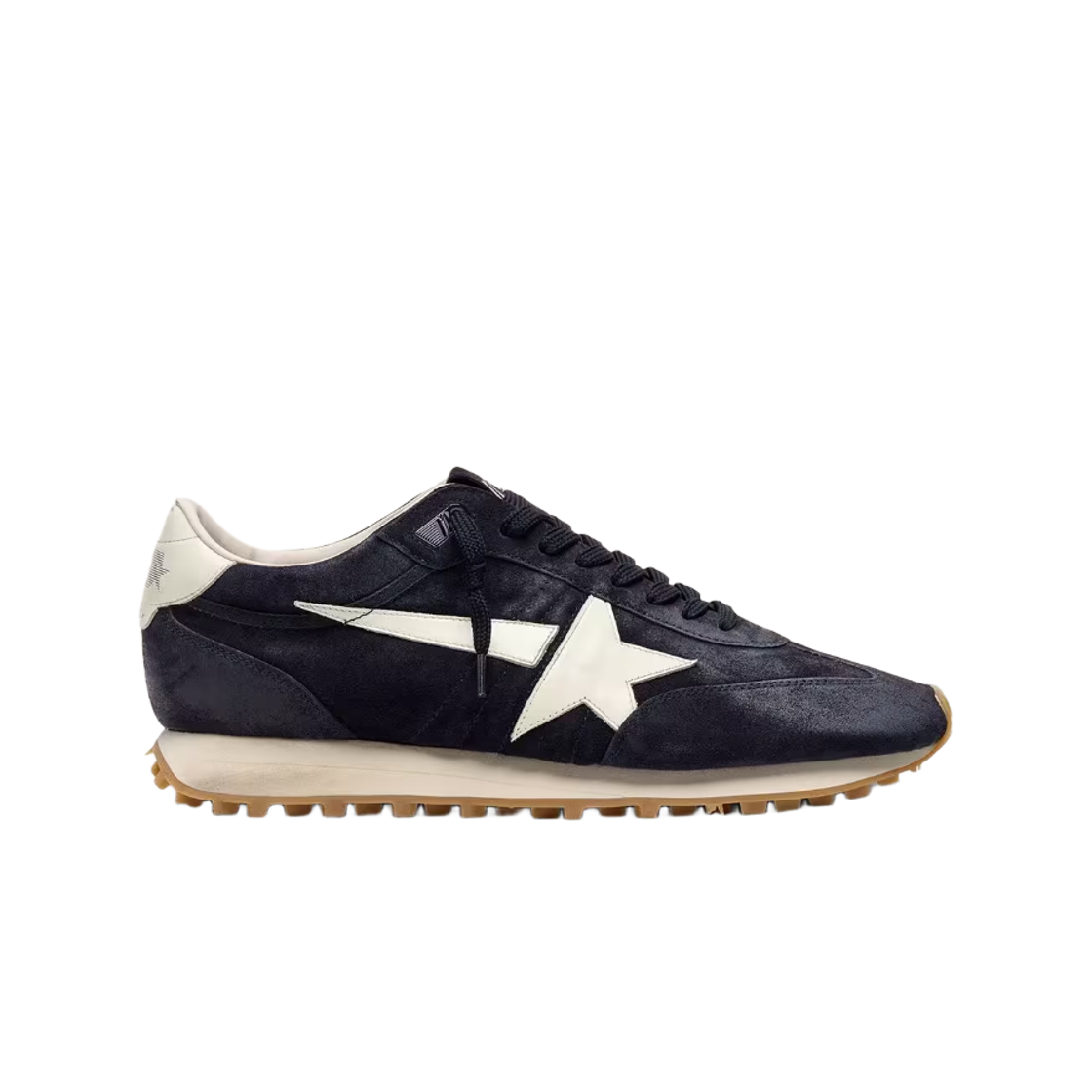 GMF01071-F008333-50857 Golden Goose Marathon in Blue Navy Suede Sneakers with White Leather Star and Heel Tab Blue Navy