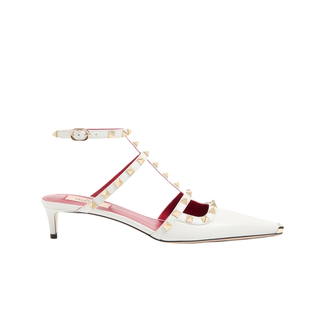 WS0PV0WZD0BO (W) Valentino Rockstud Court Shoes in Kid Leather 40mm White