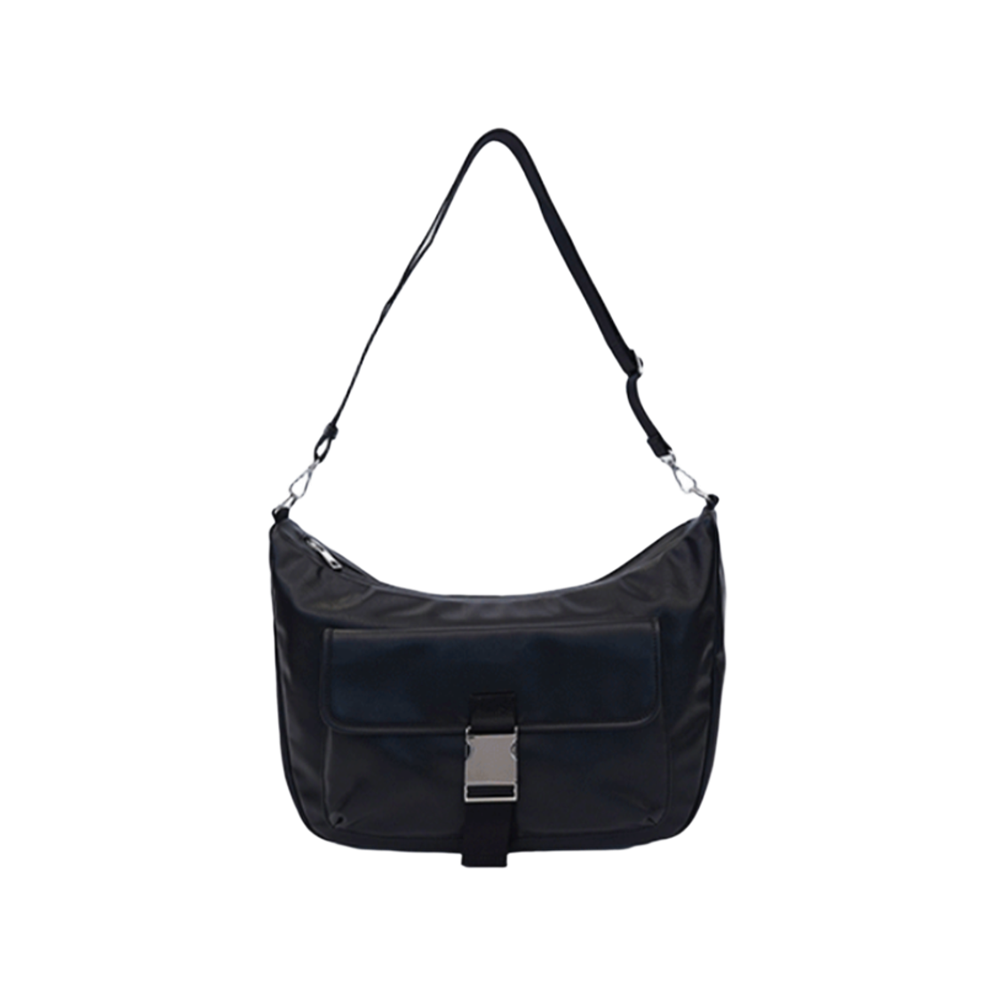 3 Conceptide Minimal Leather Buckle Hobo Bag Black