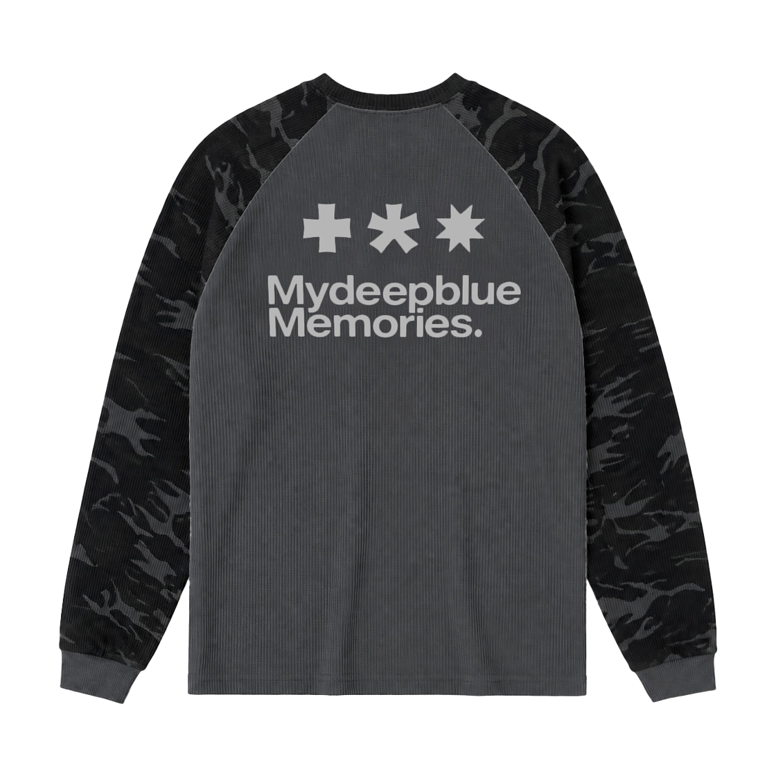 26091002 MydeepblueMemories Mm Logo Waffle Raglan Tee Black