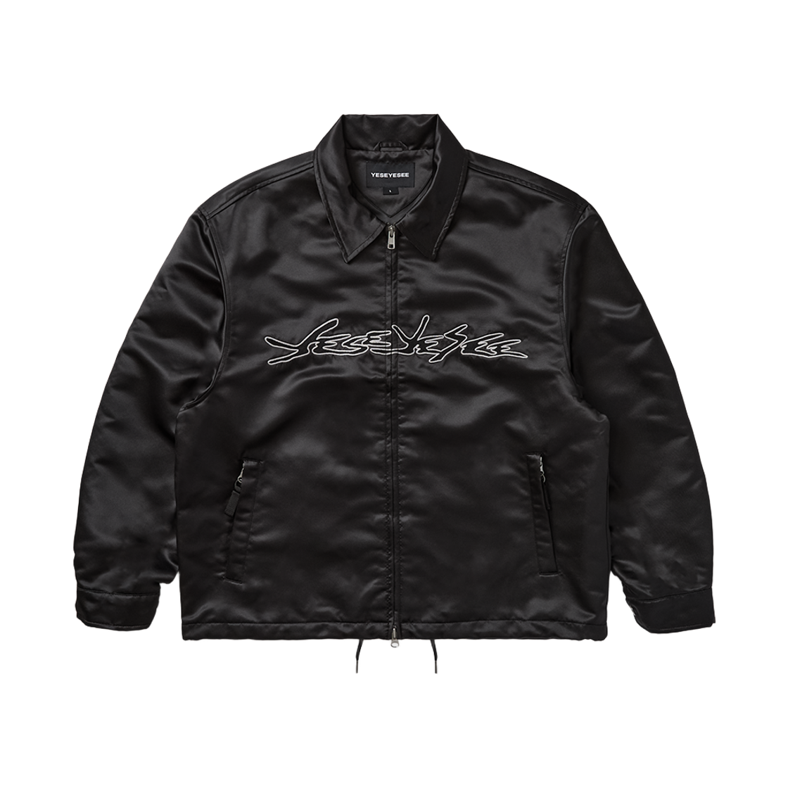 YS251WOWLS02BLK YESEYESEE Chain Stitch Logo Coach Jacket Black