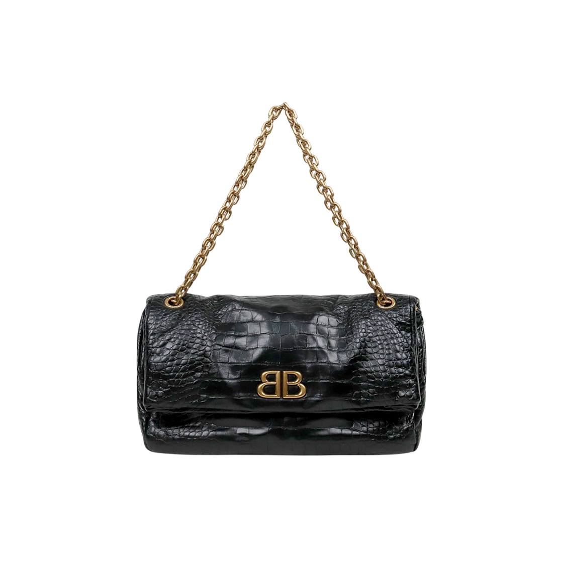 ITOUAC6DUWI6 Balenciaga Black Medium Crocodile Monaco Bag