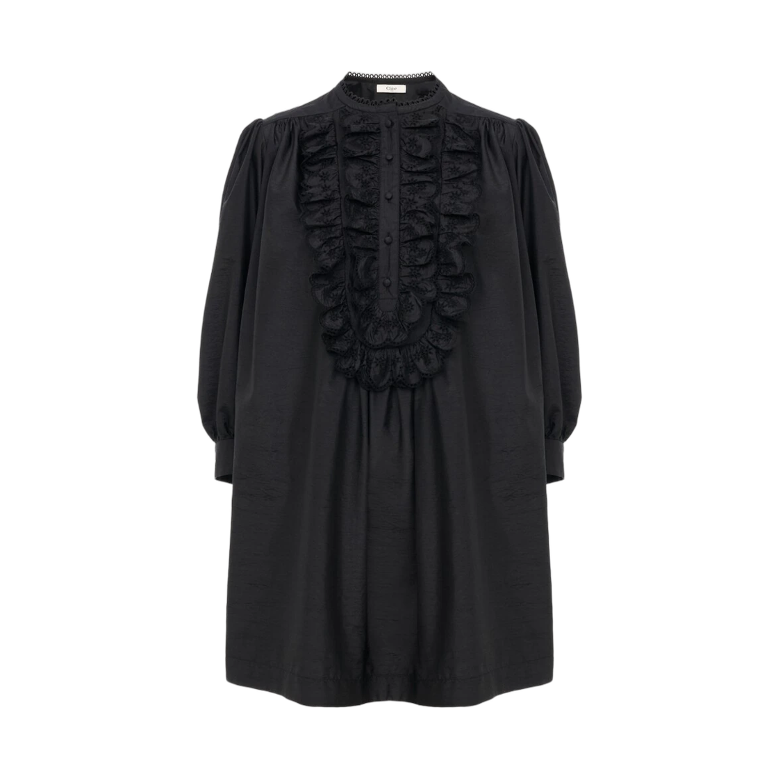 CH26WR128102001 (W) Chloe Long Sleeve Mini Dress in Technical Taffeta Black