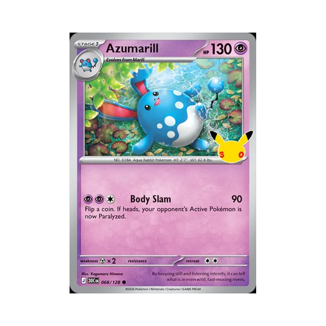 30C068-128 Pokemon TCG Azumarill C 30th Celebration (English Ver.)
