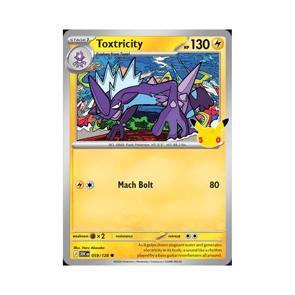 30C059-128 Pokemon TCG Toxtricity C 30th Celebration (English Ver.)