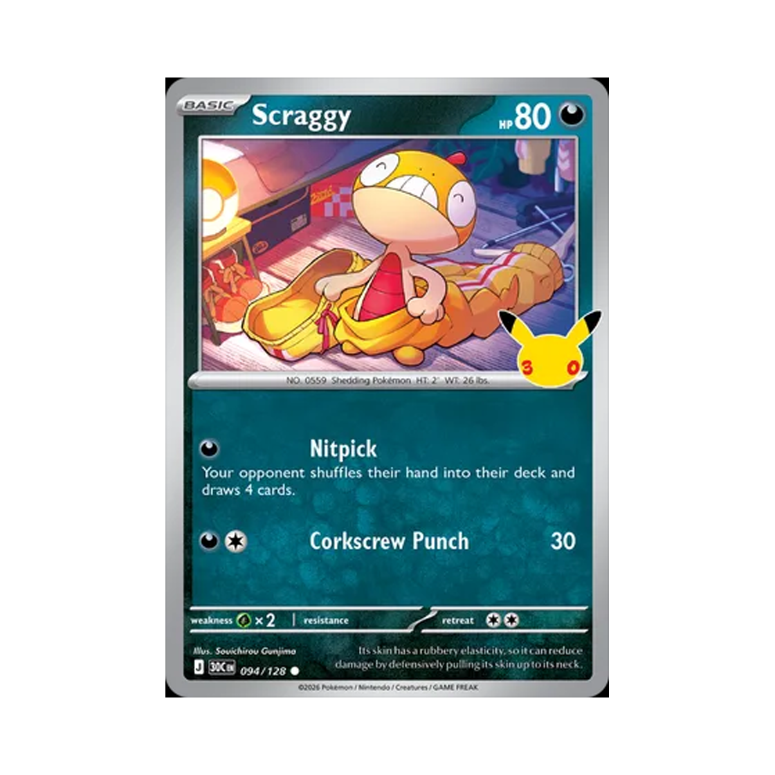 30C094-128 Pokemon TCG Scraggy C 30th Celebration (English Ver.)