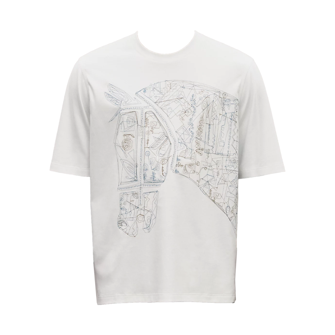H667800HA90 Hermes Quadrige Embroidered T-Shirt Blanc