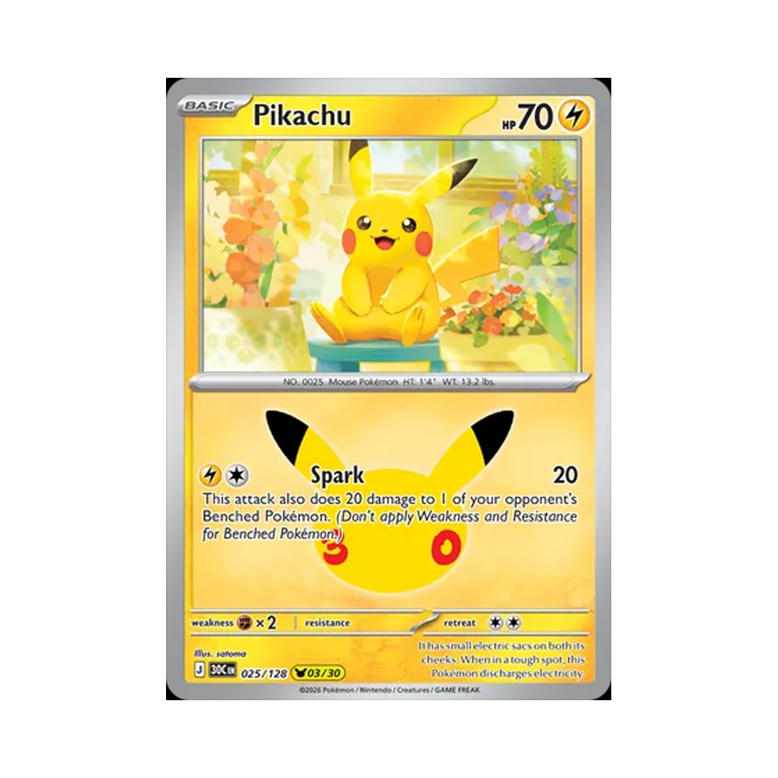 30C025-128 Pokemon TCG Pikachu 03/30 30th Celebration (English Ver.)