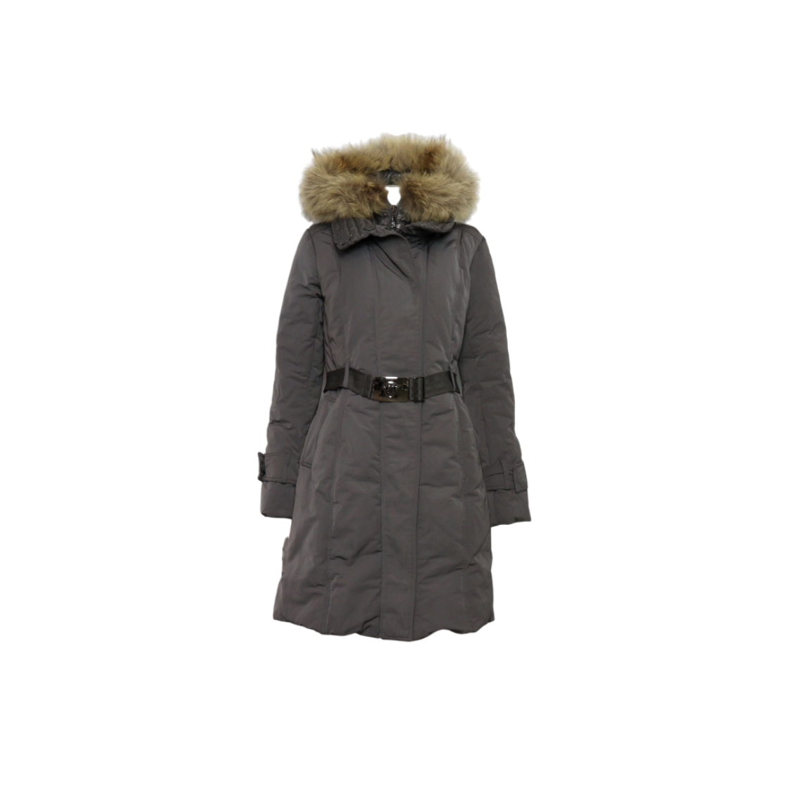 ITBTNROADEJK Moncler Chataignier Gray Down Fur Hooded Women Jacket