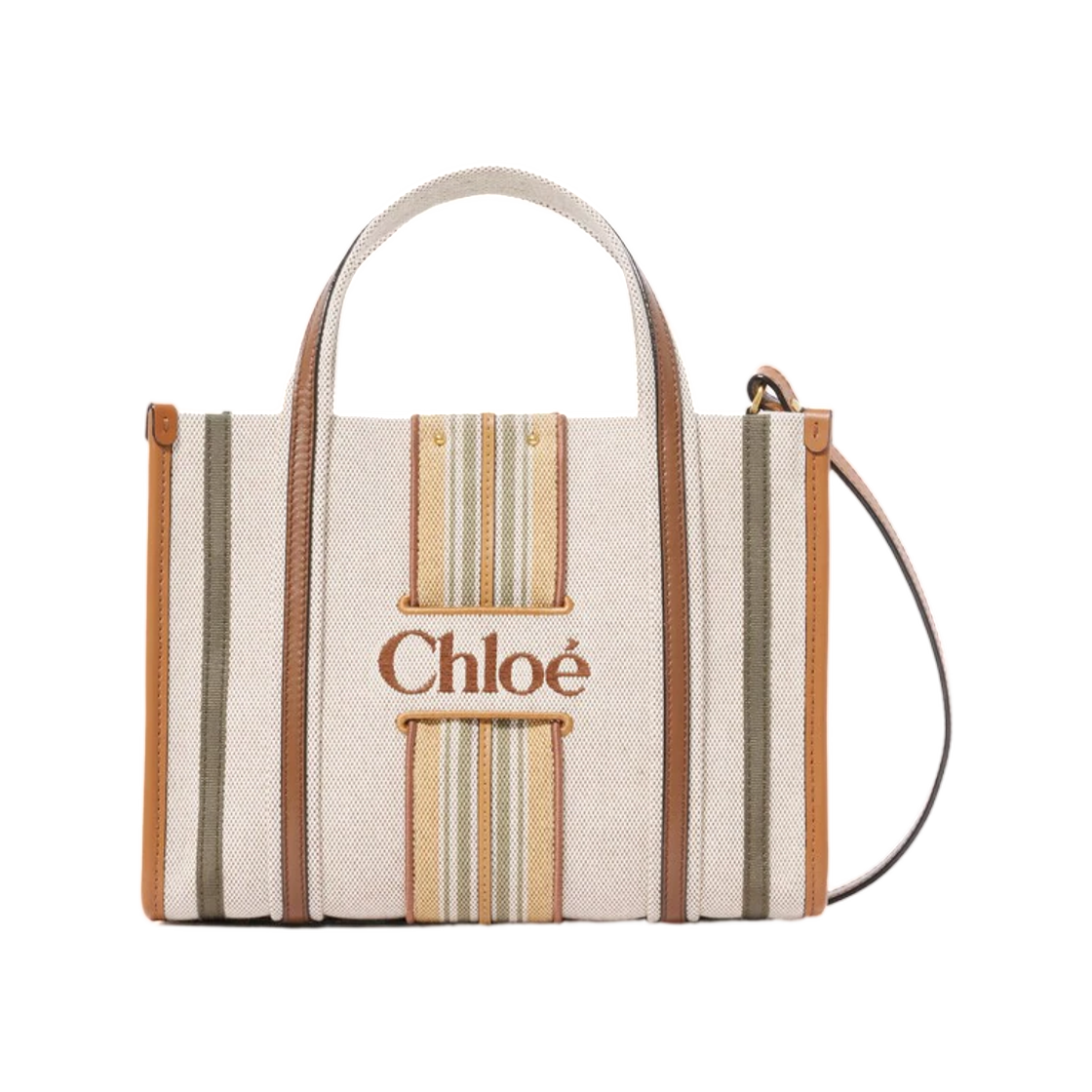 CH26WS936T77201 Chloe Small Woody Loop Tote Bag in Canvas Pure Brown