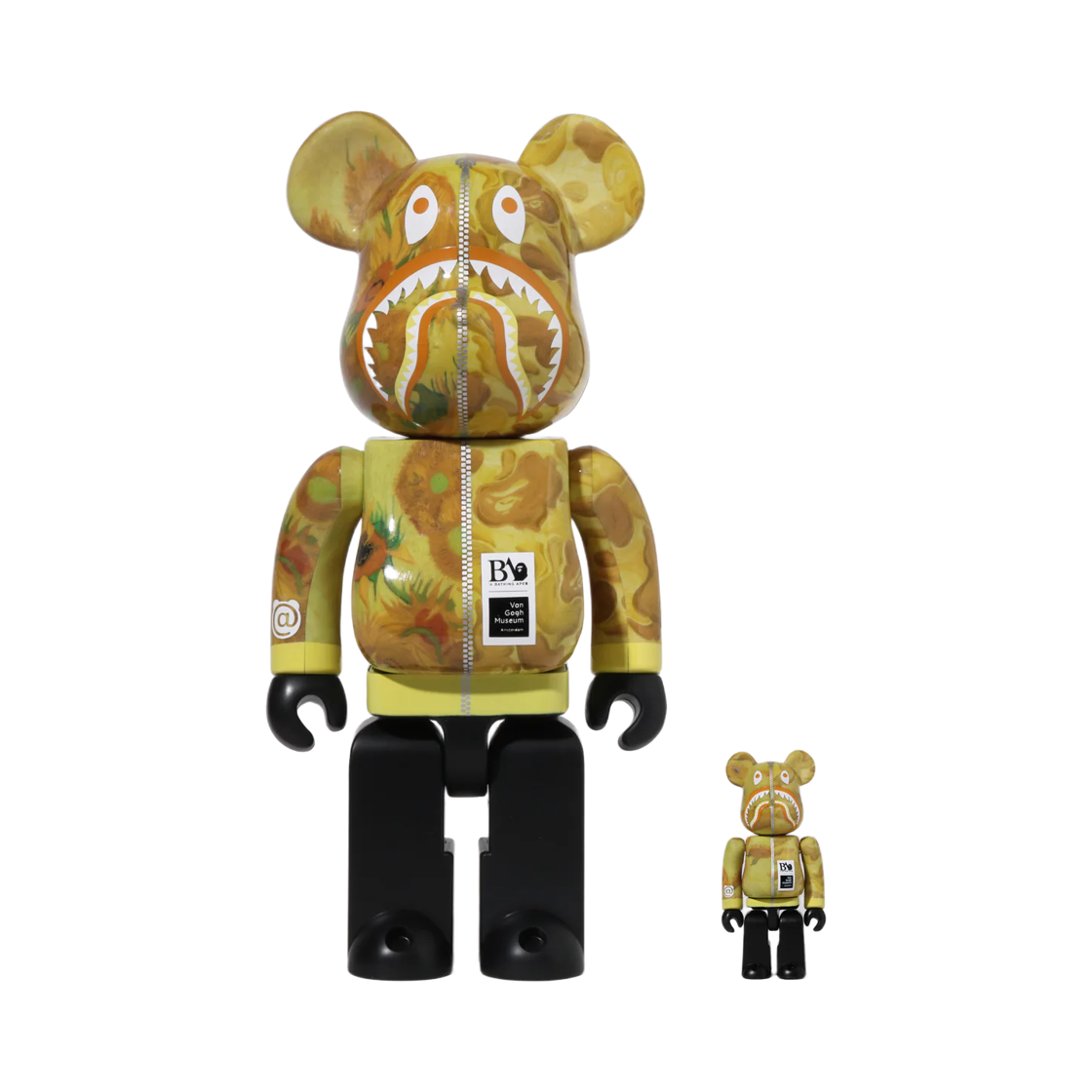 - Bearbrick BAPE x Van Gogh Museum Museum Sunflowers Shark 100%&400% Yellow Set