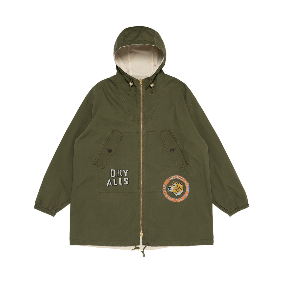 HM32JK019 Human Made Reversible Hooded Coat Olive Drab