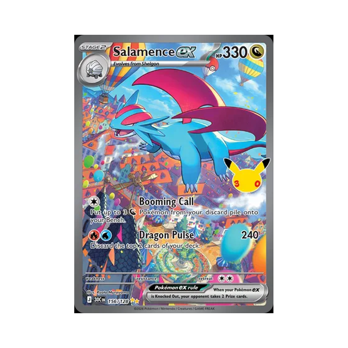 30C156-128 Pokemon TCG Salamence ex SAR 30th Celebration (English Ver.)