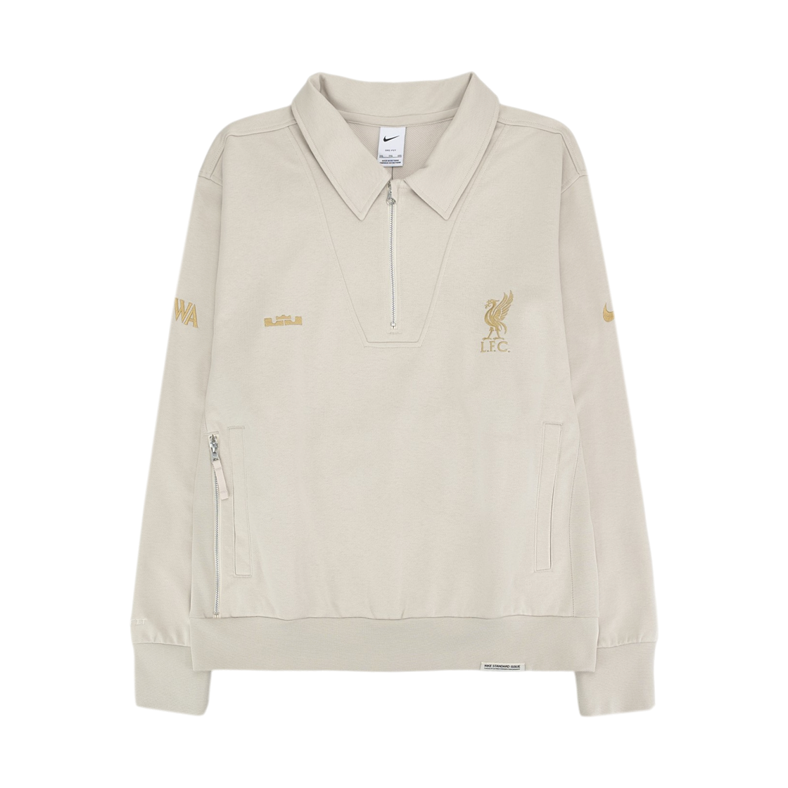 FN3030-104 Nike LeBron x Liverpool FC Standard Issue Dri-Fit Quarter Zip Basketball Top Light Orewood Brown