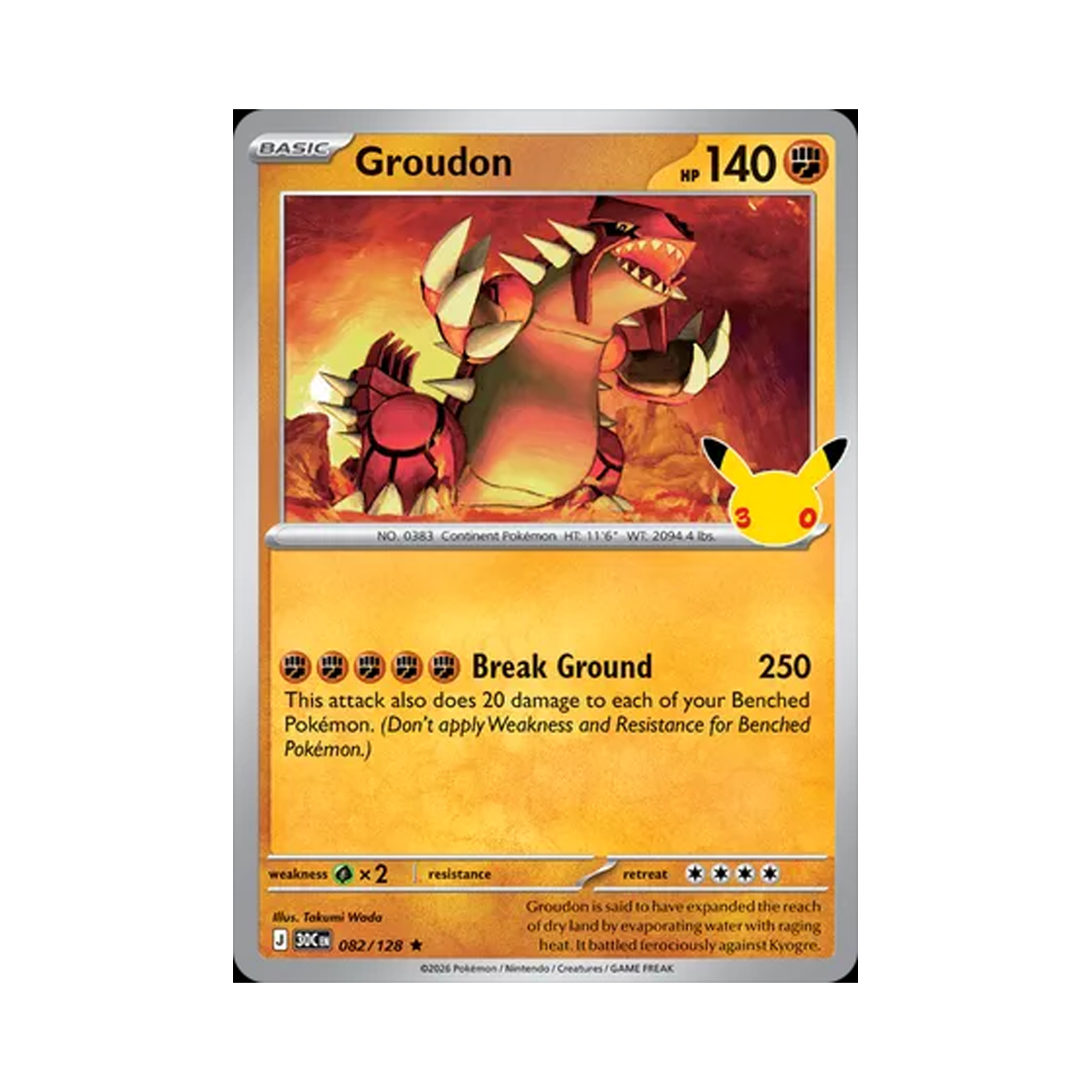 30C082-128 Pokemon TCG Groudon C 30th Celebration (English Ver.)