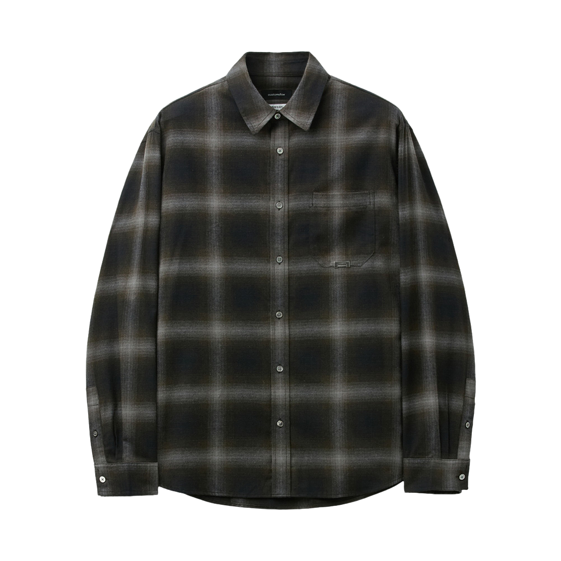 CWSAA26515BRD Customellow Oversized Ombre Check Shirt Dark Brown