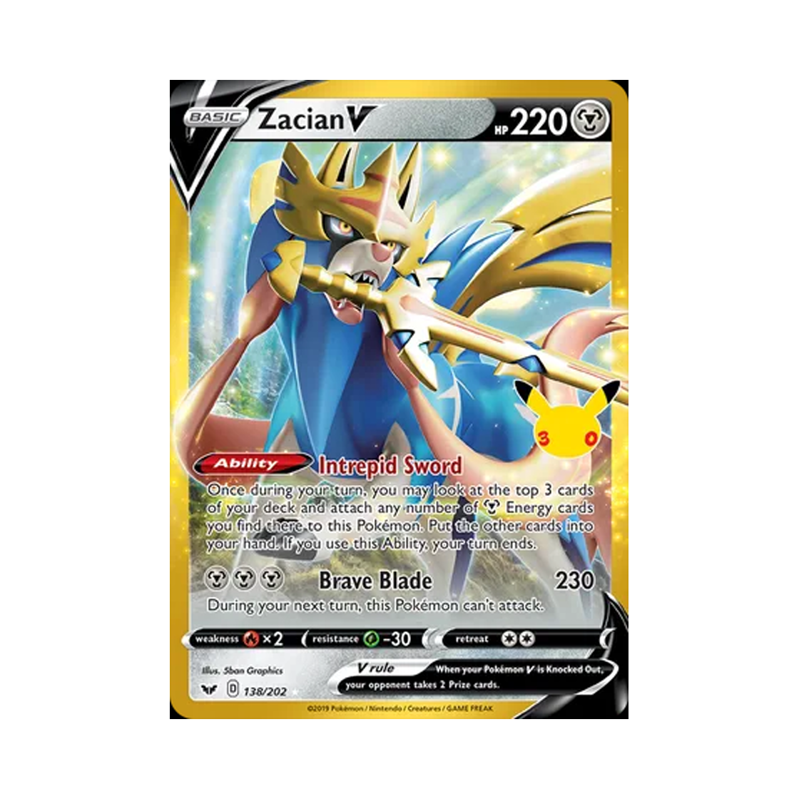 30C138-202 Pokemon TCG Zacian V HRV 30th Celebration Classic Collection (English Ver.)