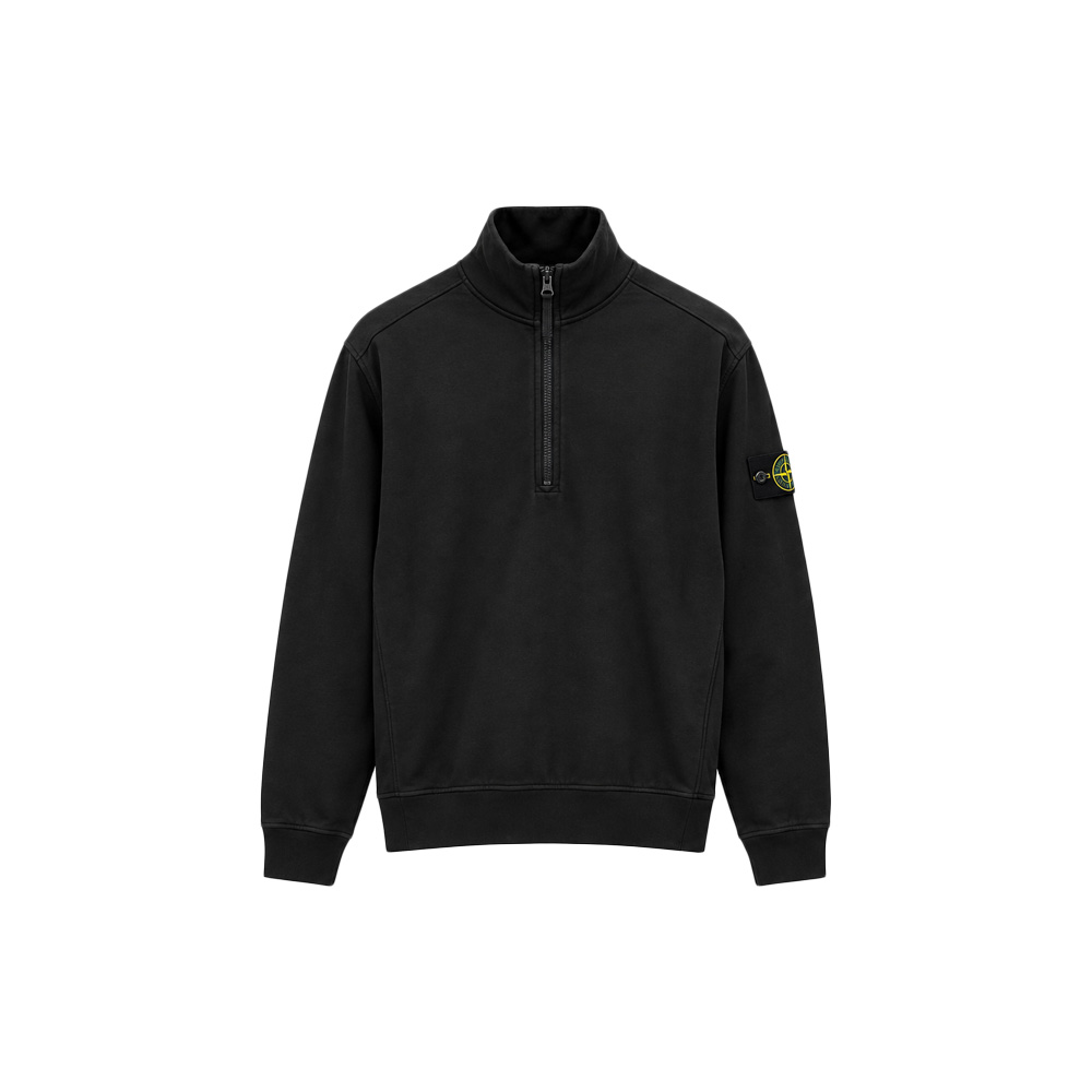 [20% 쿠폰] 스톤 아일랜드 패치 코튼 하프집업 맨투맨 블랙 - 26FW([20% 쿠폰] Stone Island Patch Cotton Half Zip Sweatshirt Black - 26FW) - 2