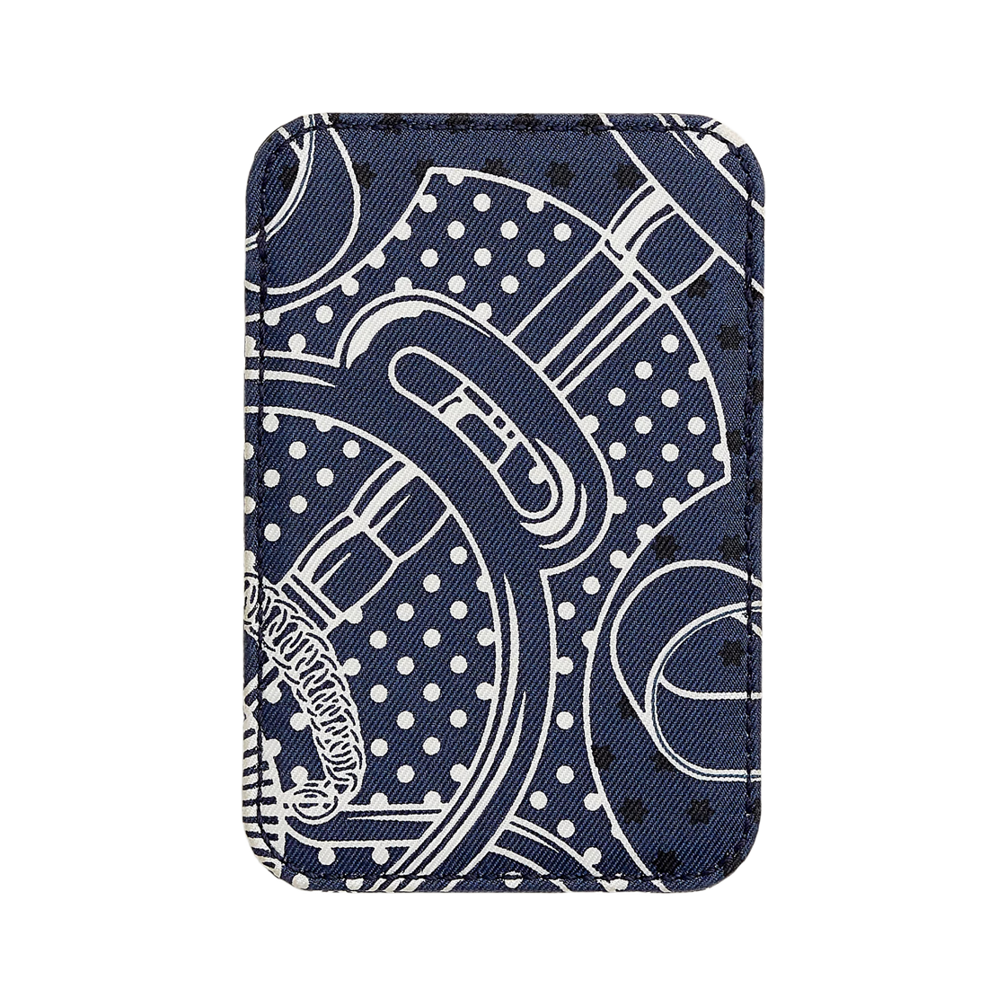 에르메스 반다나 에페론 도르 맥세이프 카드 홀더 실크 & 블루 마린 누아 블랑(Hermes Bandana Eperon D'or Magsafe Card Holder Silk & Bleu Marine Noir Blanc) - 3
