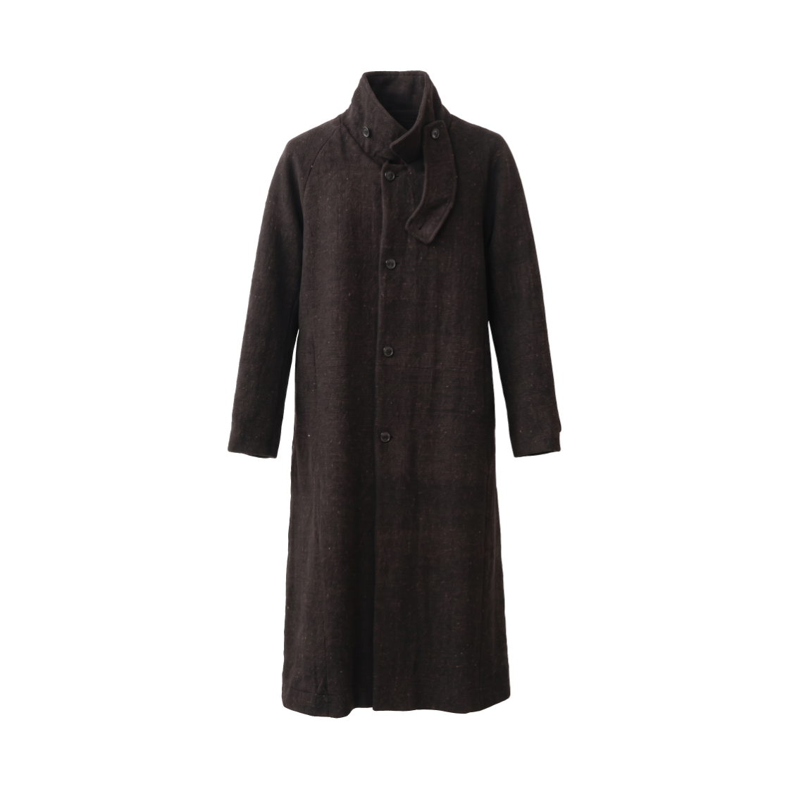 KM6DCOBTD01DB toward(s) High Neck Overcoat Yak Sheep Wool Dark Brown - 26FW