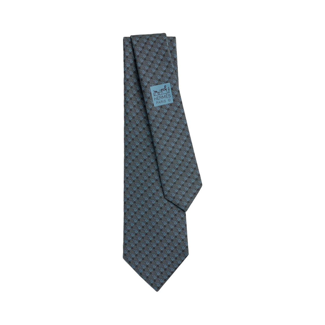 H006403T02 Hermes Saddle Demonstration Tie 7cm Anthracite Gris Moyen Noir