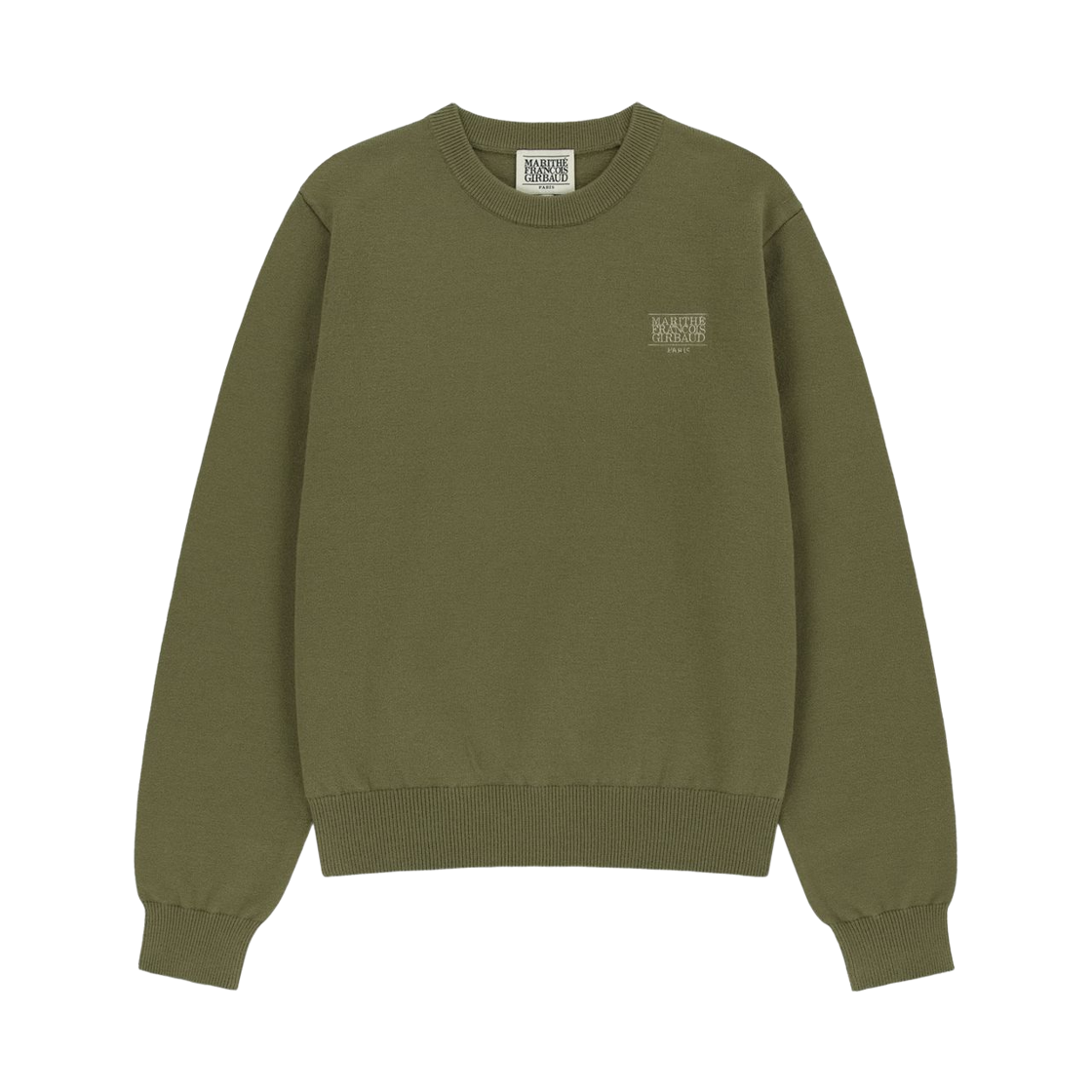 (W) 마리떼 프랑소와 저버 스몰 클래식 로고 니트 풀오버 올리브((W) Marithe Francois Girbaud Small Classic Logo Knit Pullover Olive) - 1