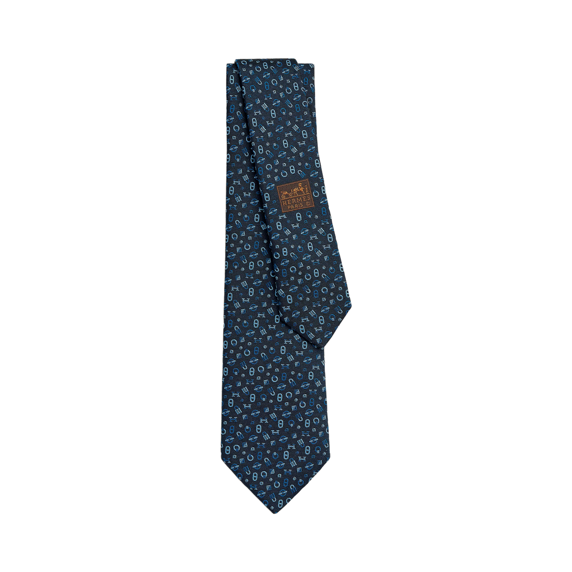 H336215T01 Hermes Quincaillerie Tie 7cm Marine Fonce Bleu Marine Azur