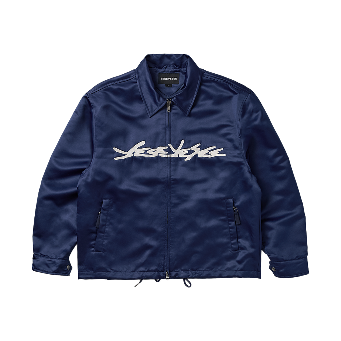 YS251WOWLS02NAV YESEYESEE Chain Stitch Logo Coach Jacket Navy