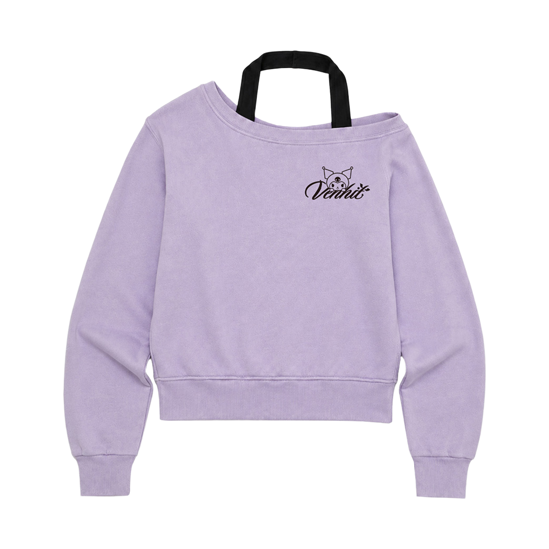 VK6F012 [KREAM 단독] VENHIT x KUROMI Off-Shoulder Wing Sweatshirt PURPLE