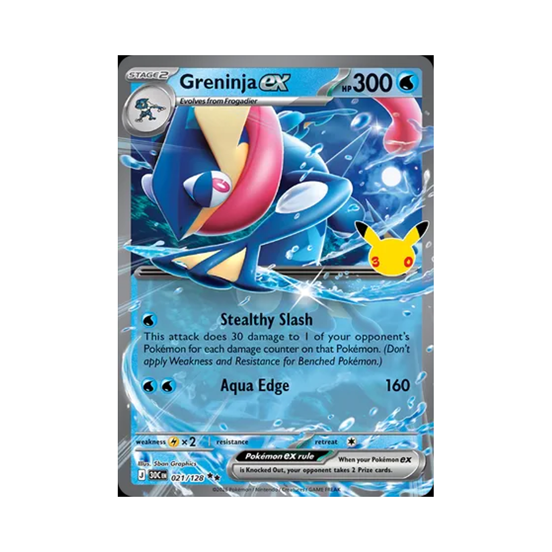 30C021-128 Pokemon TCG Greninja ex RR 30th Celebration (English Ver.)
