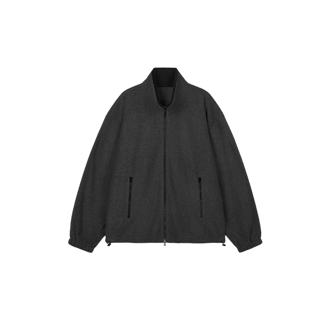 TNJU6F110CG TNGT Oversized Fleece Zip-Up Jacket Dark Grey