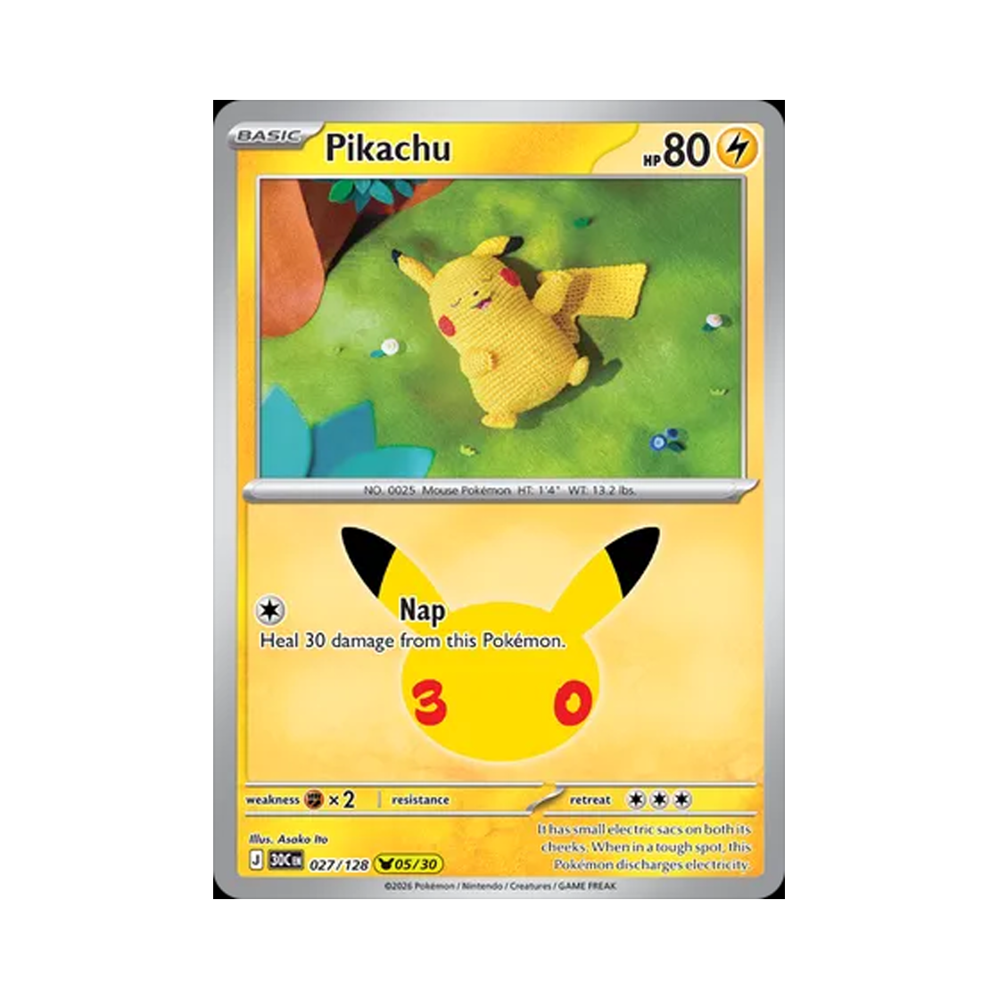 30C027-128 Pokemon TCG Pikachu 05/30 30th Celebration (English Ver.)