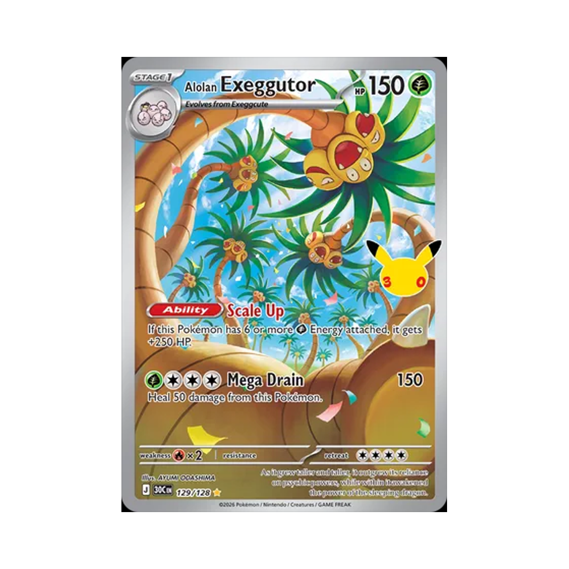 30C129-128 Pokemon TCG Alolan Exeggutor AR 30th Celebration (English Ver.)
