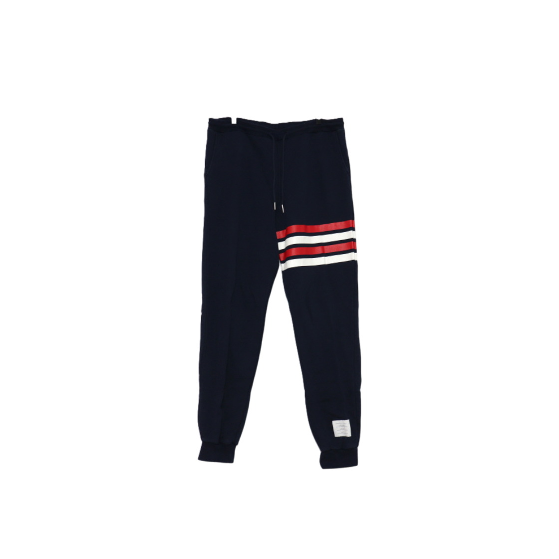 IT2KRWQWKR4H Thom Browne Navy Asymmetric Training Jogger Pants